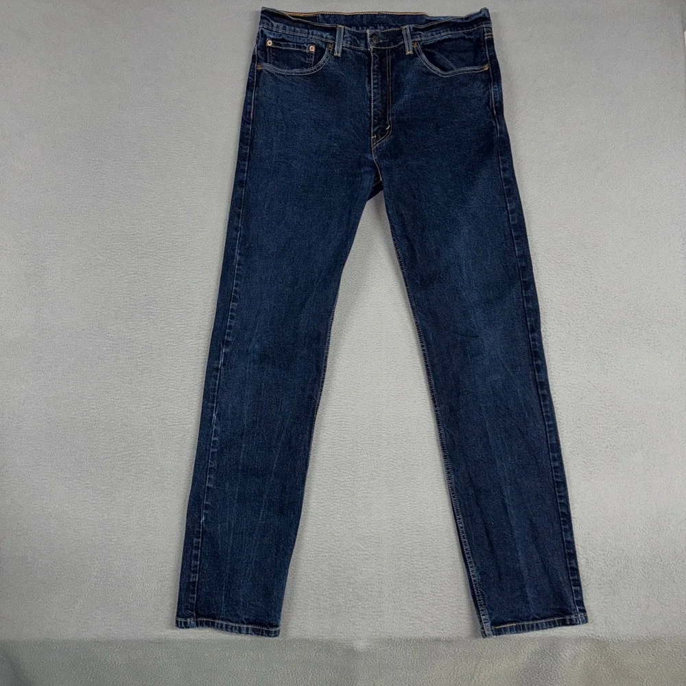 Levis Jeans Mens 36x36 Dark Blue 505 Regular Fit Straight Leg Stretch Denim